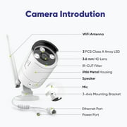 SANNCE 4PCS 3MP H.265+ Wireless Wi-Fi Security Camera System, 100ft Night Vison, IP66, Remote Monitoring, 1TB HDD, Human Detecti, 5MP 8CH NVR Two-Way Audio Recording and 3MP Bullet Cameras