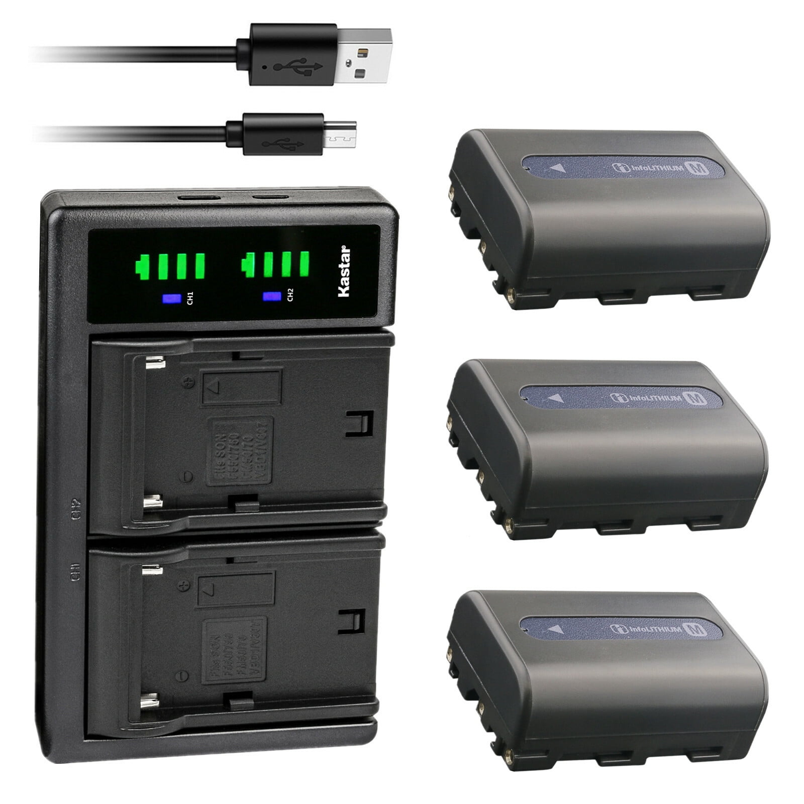Kastar 3-Pack NP-FM50 Battery and LTD2 USB Charger Replacement for Sony DSC-F717 DSC-F828 DSC-R1 DSC-S30 DSC-S50 DSC-S70 Camera