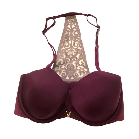 Victoria's Secret Sexy Illusions Racerback Lightly Lined Demi Bra Burgundy Cup Size 32D NWT