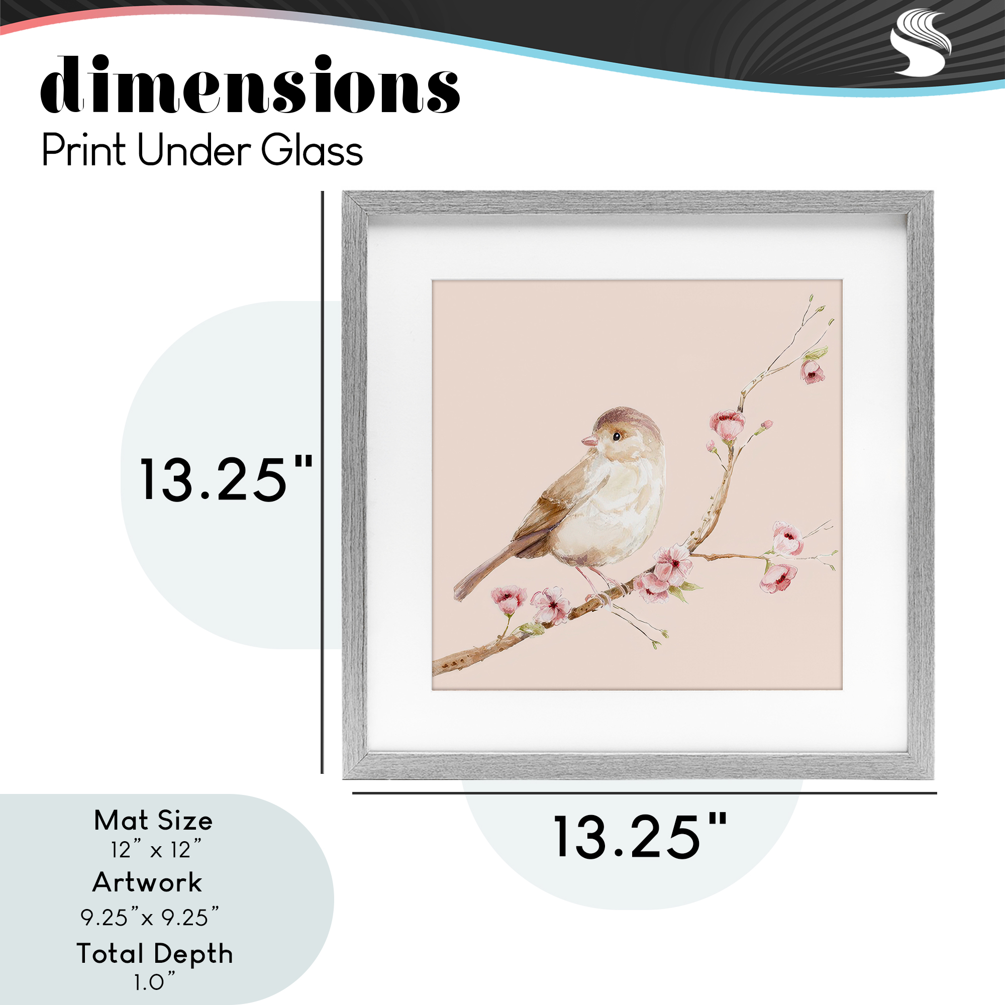 Sweet Brown Bird Perched Gray Framed Print Under Glass, design by Lisa Wehmeyer