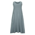 thumbnail image 7 of ZHUGeLI Women's Summer Dresses Cotton and Linen Dress Long Sleeveless Solid Color Dress with Pocket Skirt, 7 of 7