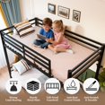 thumbnail image 5 of UHOMEPRO Twin Over Twin Bunk Bed, Convertible into 2 Separate Beds, Sturdy Metal Bunk Bed Frame with Anti-Slip Ladder, Safety Guardrails & Large Under-Bed Storage, Black, 5 of 11