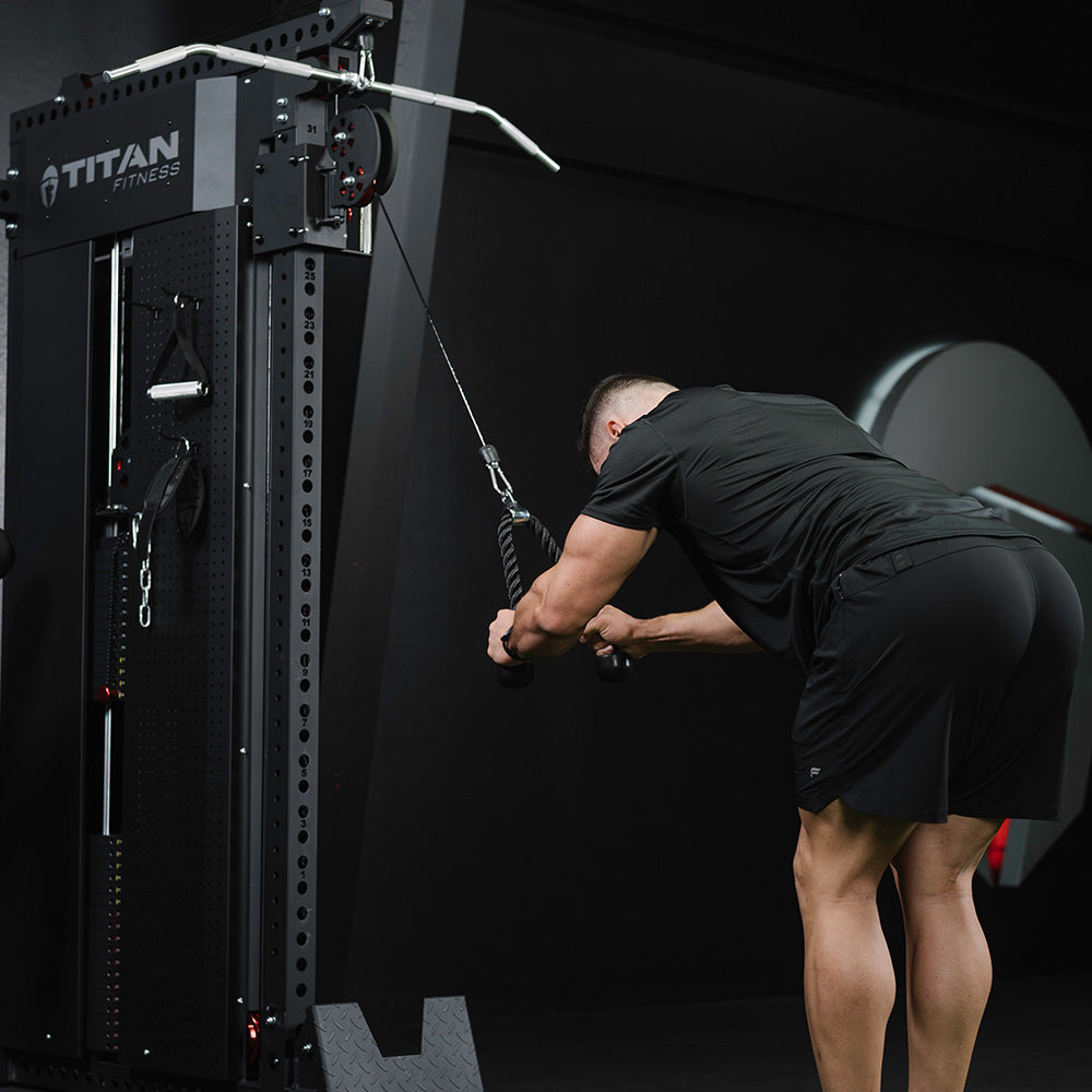 Titan Fitness Selectorized Cable Machine, Lat Pulldown and Low Row Gym Machine, Pin-Loaded 320 LB Weight Stack