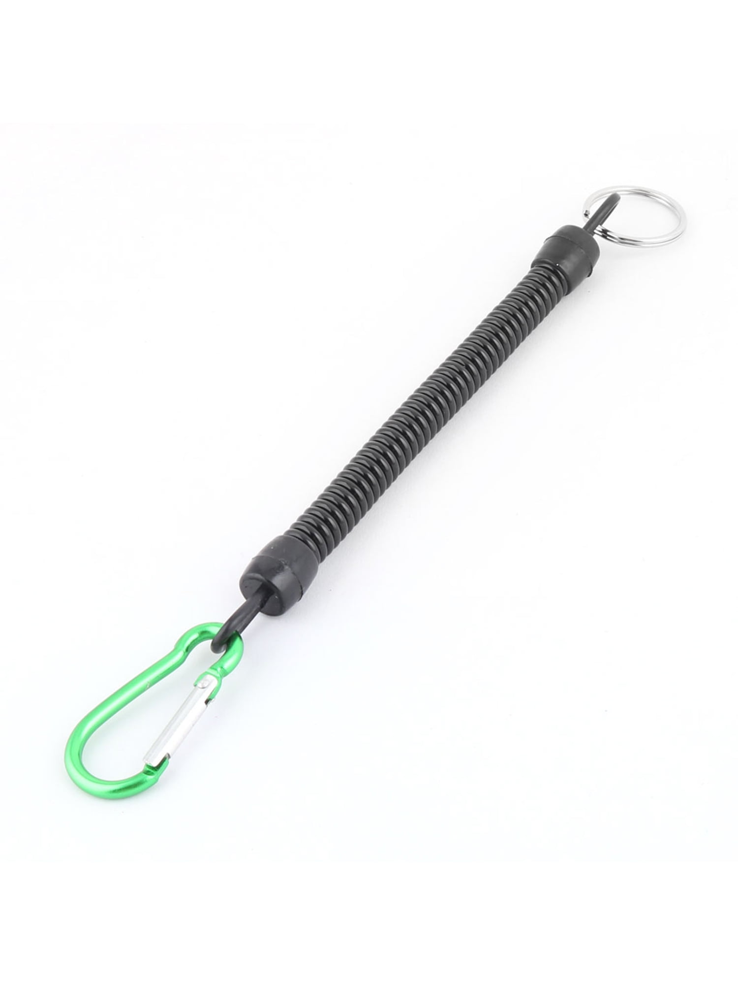 Plastic Snap Hook Cord Stretchy Spring Coil Keychain Black Green 22.5cm ...