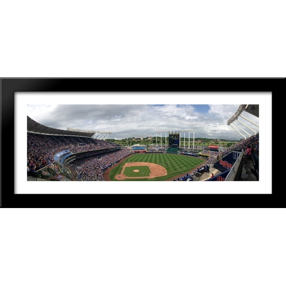 Kauffman Stadium 40x16 Large Black Wood Framed Print Art - Home of the Kansas City Royals