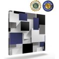 thumbnail image 2 of Canvas Wall Art Geometric 3D Abstract Navy Blue Black Gray Square Pattern Picture Modern Artwork Printed on Canvas - Oil Painting for Wall Decor - Stretched and Framed Ready to Hang - 12" x 12", 2 of 6