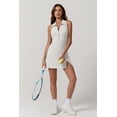 thumbnail image 4 of Vestido de tenis QINSEN con cuello en polo y pantalones cortos para mujer, color blanco, talla M, 4 of 6