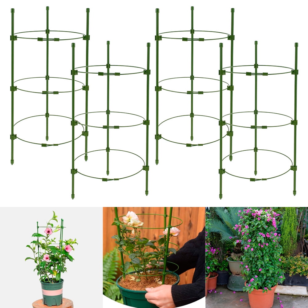 45cm Garden Plant Support Cages , Plant Support Stakes Ring Flower Fiberglass Support Climbing