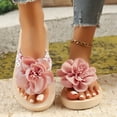thumbnail image 2 of Women's Flower Appliques Flip Flops Boho Open Toe On Flat Sandals Beach Vacation Slippers, 2 of 9