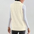 thumbnail image 6 of WTOBBY Women's Fashionable Plaid Comfortable Fleece Cardigan Vest Stand Collar Sleeveless Women's Jacket, Lightweight Layering Piece with Chic and Modern Design,Beige L, 6 of 7
