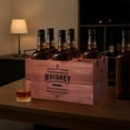thumbnail image 3 of American Art Decor The Whiskey Wood Crate Bottle Holder - Natural 6-Bottle Rustic Storage Box with Metal Handles - Decorative Wooden Bar Accessory Gift for Men or Women, Man Caves, or Whiskey Lovers, 3 of 8