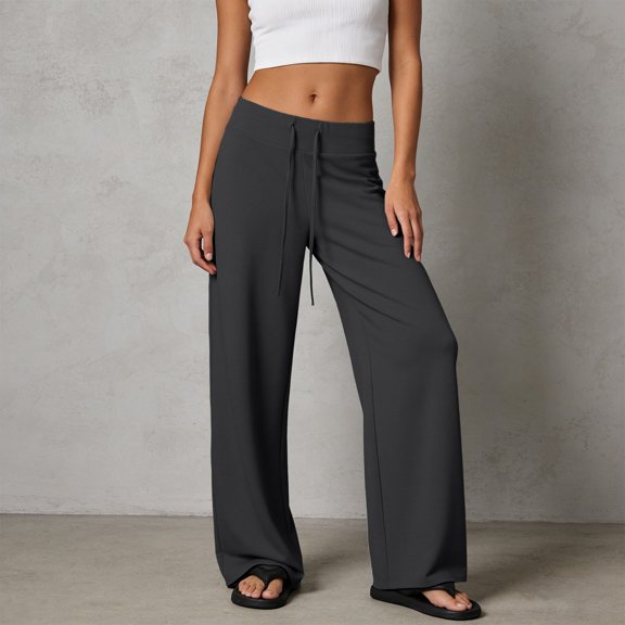 High Waist Wide Leg Casual Trousers Soft Stretch Comfy Palazzo Pants For Women With Pockets Women's Comfortable Lightweight Regular Pants Girl Pull On Sweatpants
