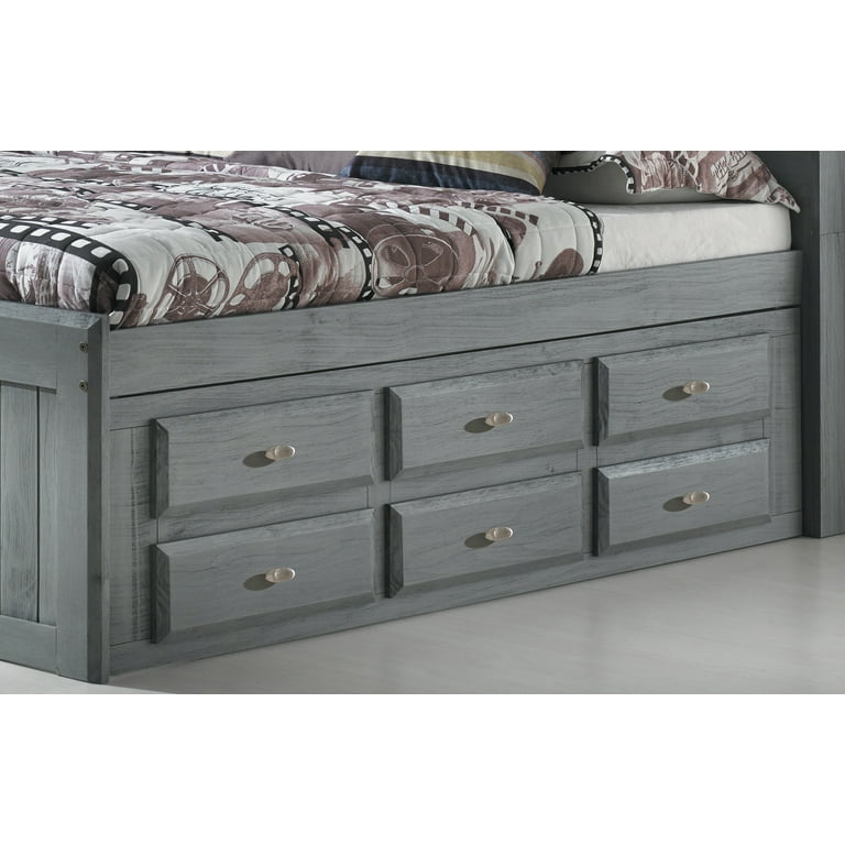 American Furniture Classics Solid Pine Full Captains Bookcase Bed