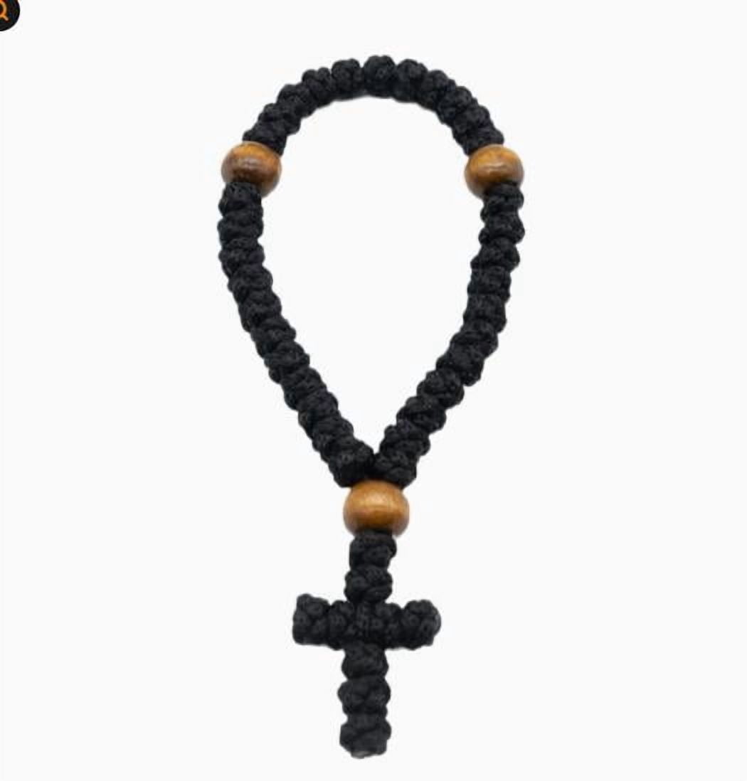 Hand Braided St. Benedict Flower Rosary Necklace - Beautiful Glass Beads, Handmade Catholic Prayer 5 thumbnail image