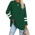 thumbnail image 1 of LUXUR T-shirt pour Femmes à Blocs de Couleur T-shirt à Manches Longues Tee Décontracté Hauts Col Rond Chandail Vert 2TG, 1 of 3
