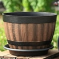 thumbnail image 6 of Large Capacity Wine Barrel Shape Planter Plastic Flower Pot Creative Decorative Plant Container for Home Garden Yard Patio Porch Display, 6 of 8