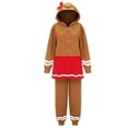 thumbnail image 2 of MIRUXO Gingerbread Man Christmas Pajamas Set Soft Fleece Hooded Cosplay Costume Two Piece Outfits for Adults Holiday Party Lounge, 2 Piece Set, 2 of 5