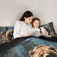 thumbnail image 4 of Castle Fairy Roaring Brown Bear Full Size Comforter Sets 3-Piece,Log Cabin Mountain Woodland Bedding Comforter Set,Teal Brown Green,Black Reversible,1 Comforter and 2 Pillowcases, 4 of 6