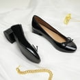 thumbnail image 4 of JENN ARDOR Chunky Block Low Heels Bow Round Closed Toe Comfort Work Casual Slip-On Bridal Wedding Guest Dress Cute Ballet Pumps Shoes for Women, 4 of 5