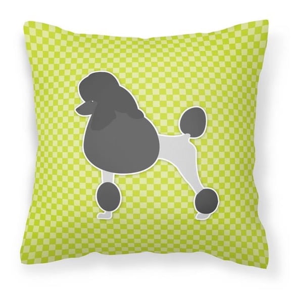 Carolines Treasures BB3839PW1818 Poodle Checkerboard Green Fabric Decorative Pillow