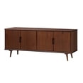 thumbnail image 3 of 60" Simple 4-Door Solid Wood TV Stand - Walnut, 3 of 6