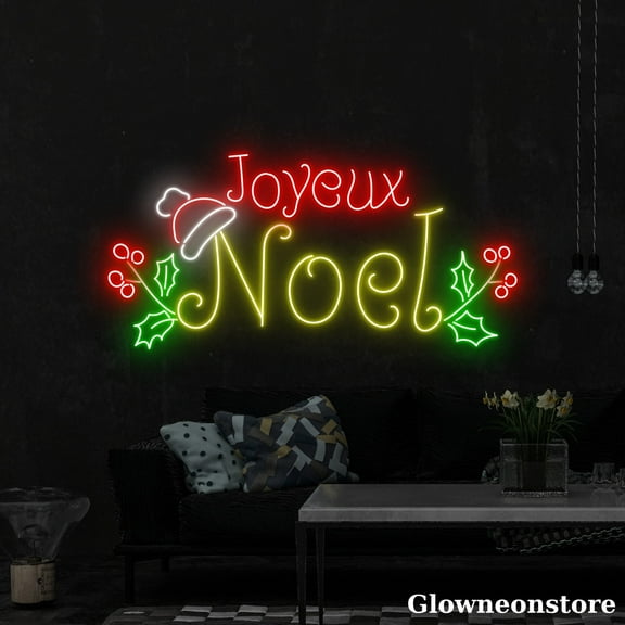 Glowneon Joyeux Noel Neon Sign, Joyeux Noel LED Sign, Restaurant Coffee Shop Décor
