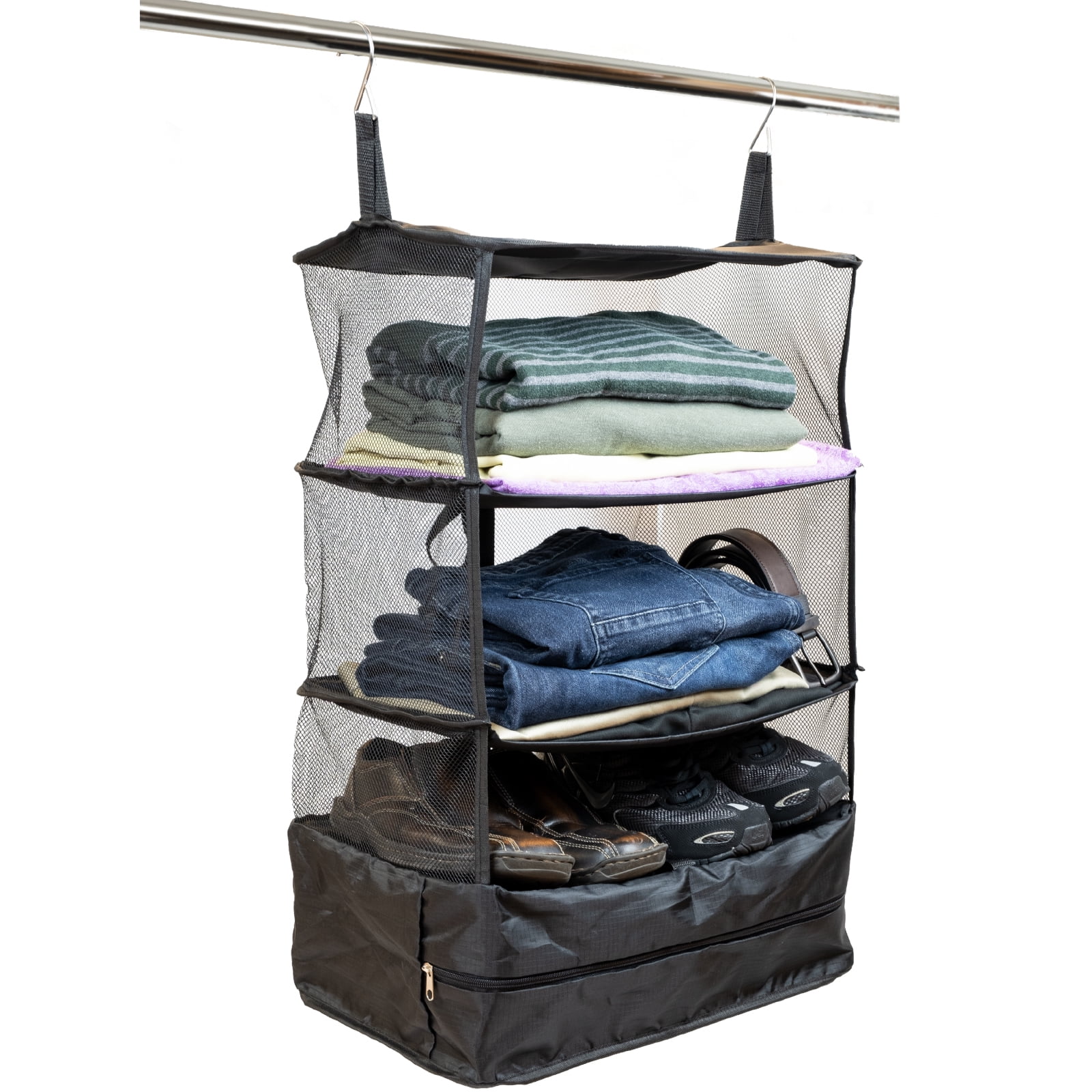 Excello Global Products Collapsable Portable Hanging Storage Organizer With Zippered Compartment Perfect for Travel and Packing - EGP-HD-0065