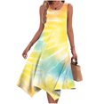 thumbnail image 2 of Ahuyic Womens Summer Dresses,Womens Casual Sundress,Women's Casual Summer Dress Sleeveless Sundress Hankerchief Hem Maxi Tank Dresses Beach Dress With Pockets, 2 of 5