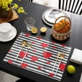 thumbnail image 4 of Valentine''s Day Placemats Set of 6, Red Heart Placemat for Dining Table Decorations, Cotton Linen Simple Black Stripe Place Mats, Valentines Table Mats for Kitchen Dinner Holiday Party Decor, 4 of 6