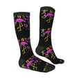 thumbnail image 3 of Fotbe Mardi Gras with Flamingo print Women's Men's Novelty Crew Socks Cotton Socks Knee High Socks for Walking,Running,Nurses,Pregnancy, 3 of 9