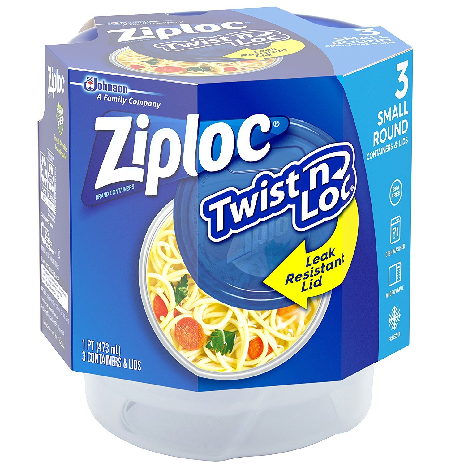 Ziploc® Twist 'n Loc® Small Round Food Storage Containers with Lids, Set of 3 - image 3 of 10