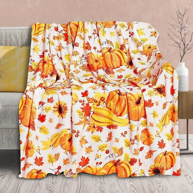 PEONAVET Jeté Couverture Couverture Citrouille Tournesol Motif Imprimé Jeté Couverture de Sieste Couverture de Voyage Courtepointe Portable