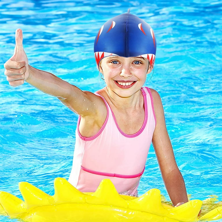 4 Pieces Kids Swim Caps Silicone Fun Swimming Hats Age 3-12