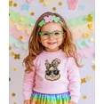 thumbnail image 3 of Ink Printed NOT a Chenille Patch Camo Bow Easter Bunny Pullover for Girls Pink Sweatshirt 3T, 3 of 8
