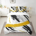 thumbnail image 2 of YST, Gradient Abstract, Comforter Set, Artistic, 7-Piece, Black Grey Yellow, Queen Size, 2 of 4