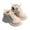 White, variant on PEASKJP Children's Hiking Boots Warm Winter Lined Waterproof Boots PU Leather Non-slip, White 23