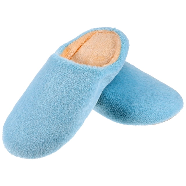 GOOHOCHY Zapatillas de casa peludas y acogedoras para mujer Zapatillas de felpa acolchadas de algodón para hombre Zapatillas de casa de invierno para parejas - Tamaño 40/41 (Azul)