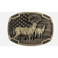thumbnail image 4 of Deer Buck Hunting Scene Woods Belt Buckle Hunter USA Flag Bronze finish, 4 of 6
