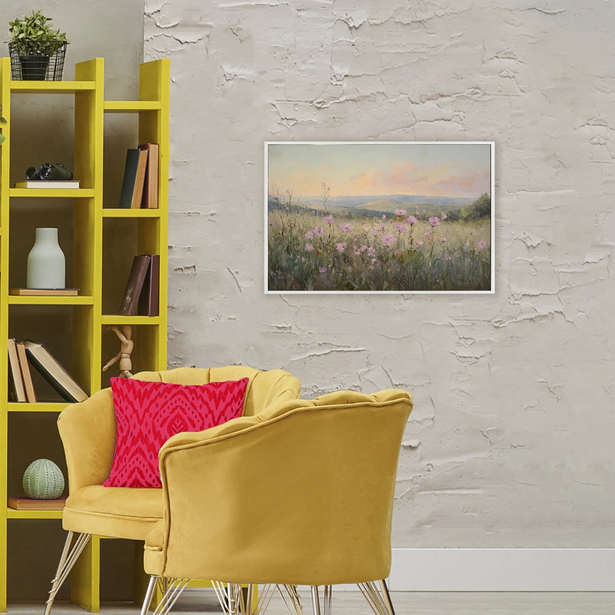 Stupell Industries Tranquil Meadow At Dawn White Framed Giclee Art, design by Petal Prints Design