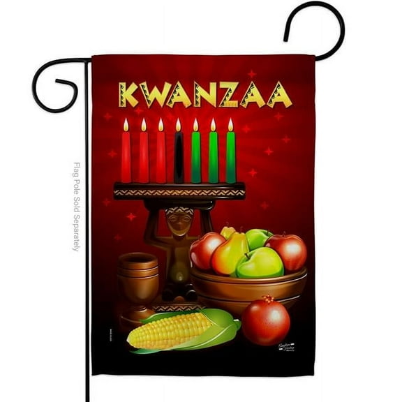 Angeleno Heritage G135338-BO 13 x 18.5 in. Greeting Kwanzaa Garden Flag with Winter Double-Sided Decorative Vertical Flags House Decoration Banner Yard Gift