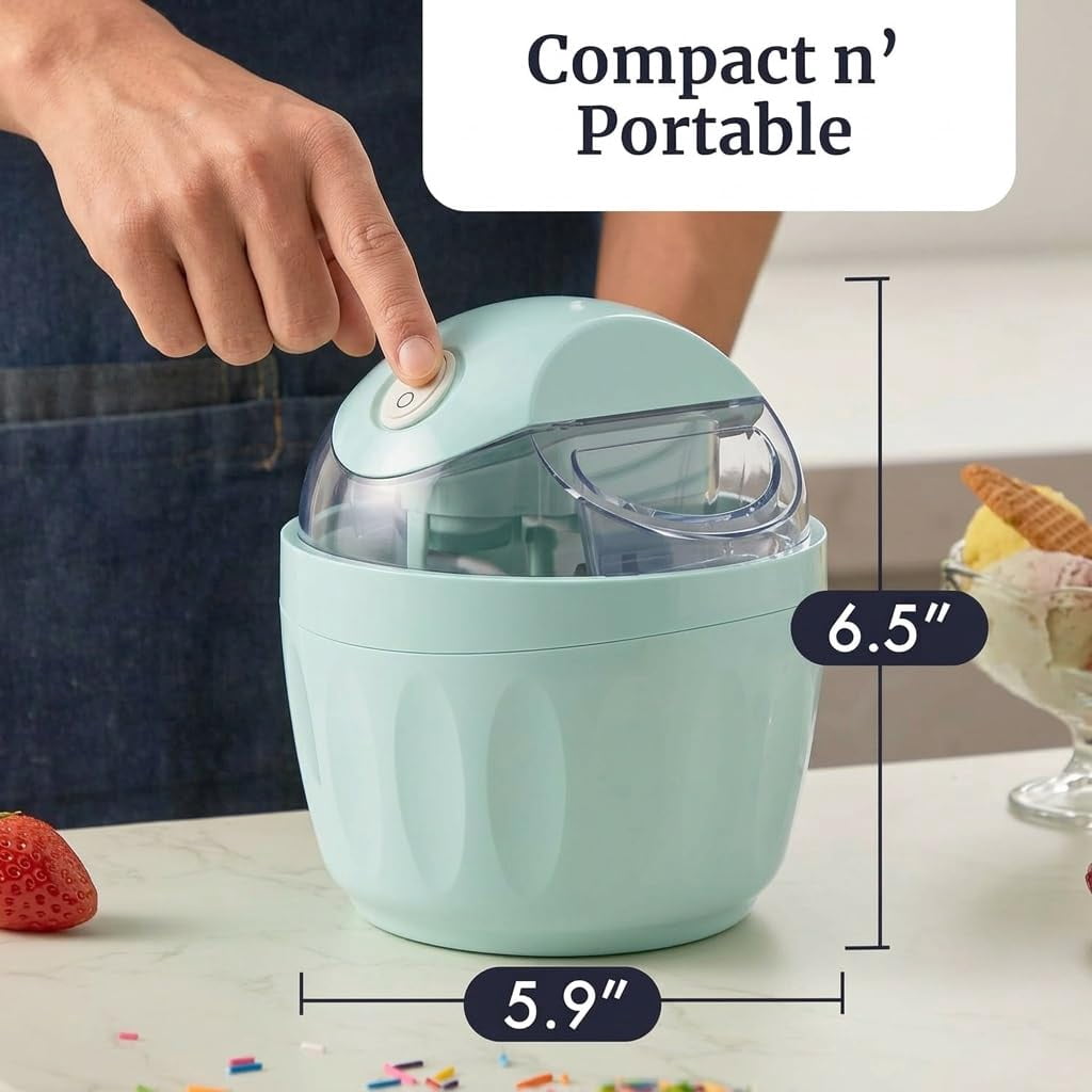 Small Home Mini Ice Cream Maker, Personal Ice Cream Maker for Individual Servings & Frozen Yogurt, Just 15 Minutes One-Touch Dessert Maker