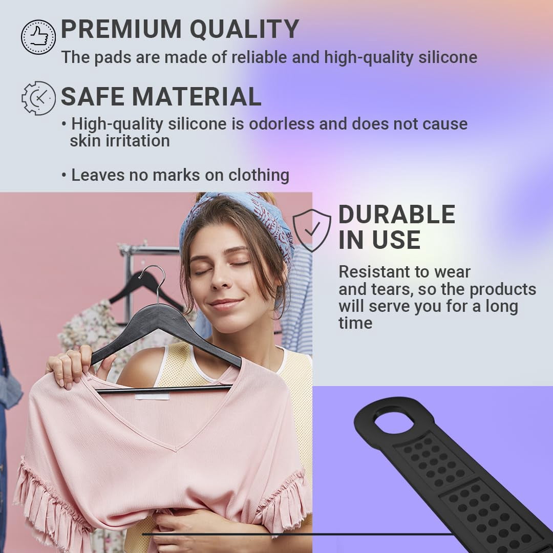 Black Clothes Hanger Grips. 10000 Pack of Non-Marking Silicone Non Slip Rubber Hanger Grips. Durable Nonslip Hanger Strips. Elastic and Light Clothing Hanger Strips with Dotted Surface