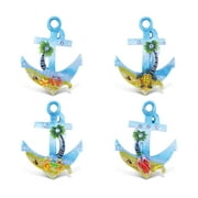 CoTa Global Anchor Refrigerator Silver Beach Magnets Set of 4 - Assorted Resin and Crystals Design, Fun and Cute Ocean Magnets For Kitchen Fridge, Locker, Home Decor and Office Decor Novelty - 4 Pack