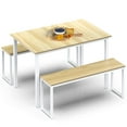 thumbnail image 4 of HOMOOI 3 Pieces Kitchen Table with 2 Benches，Dining Table Set for 4，Natural, 4 of 5