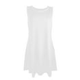 thumbnail image 4 of Summer Dresses For Women Solid Color Crew Neck Sleeveless Slim Mini Dress Streetwear,White,S, 4 of 4
