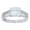 thumbnail image 2 of Auriga Fine Jewelry 925 Sterling Silver Cushion-Cut Round Cubic-Zirconia Fashion Ring Size 5 for Women, 2 of 4