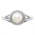 thumbnail image 4 of Auriga Fine Jewelry 925 Sterling Silver Diamond and Pearl Ring Size 6 for Women, 4 of 6