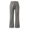 thumbnail image 7 of Nestiefly Linen Pants Women Wide Leg Palazzo Pant Drawstring Elastic Waist Trousers Casual Boho Summer Pants Beach Vacation Gray M, 7 of 7