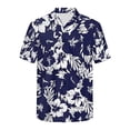 thumbnail image 4 of Men's Hawaiian Free Short Sleeve Button Down Tropical Deep Blue Beach Vacation Shirt Blue L, 4 of 5