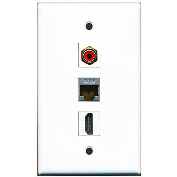 RiteAV - 1 Port HDMI and 1 Port RCA Red and 1 Port Shielded Cat6 Ethernet Wall Plate